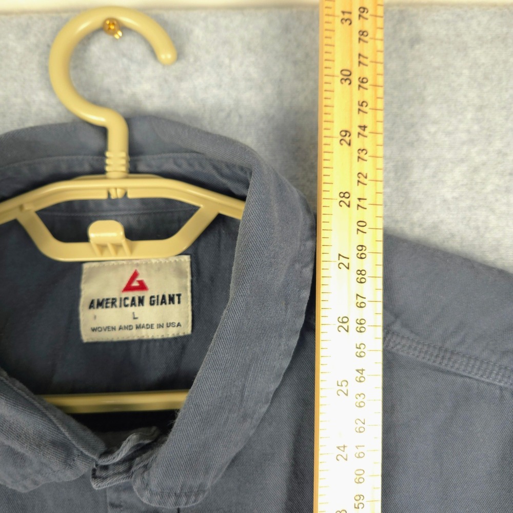 American Giant Men's Gray Long Sleeve Button Up Casual Shirt Size L Woven USA - Picture 7 of 7